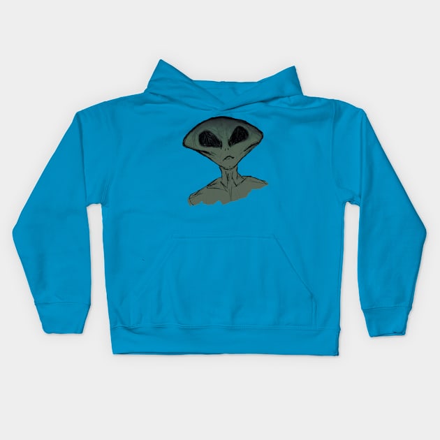 Little Green Man Kids Hoodie by evaporationBoy 